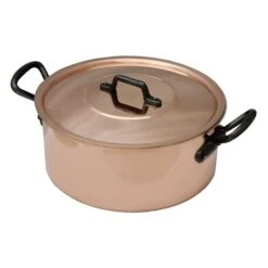 Faitout Avec Couvercle En Cuivre Massif 24 Cm