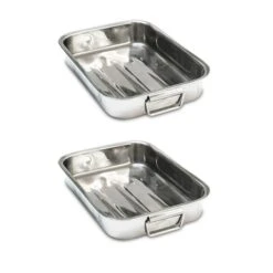 Lot De 2 Plats à Four Rectangulaire Inox 30 Cm