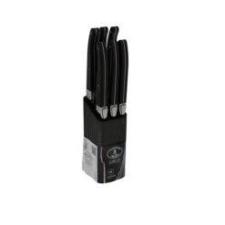 Bloc En Bois Avec 6 Couteaux à Steak Noir Laguiole