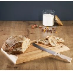 Planche à Pain En Hêtre Avec Grille Amovible Et Couteau 38,5 Cm