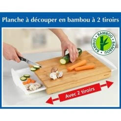 Planche à Découper En Bambou à 2 Tiroirs -Maison Cuisine Boutique 48132 2 3 Planche a decouper en bambou a 2 tiroirs Wenko by Maximex