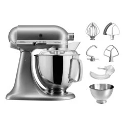 KitchenAid Robot Artisan Gris Argent 5KSM175PS Avec Accessoires Supplémentaires