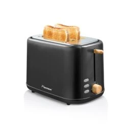 Bestron Toaster Grille-pain 2 Tranches Noir Et Bois